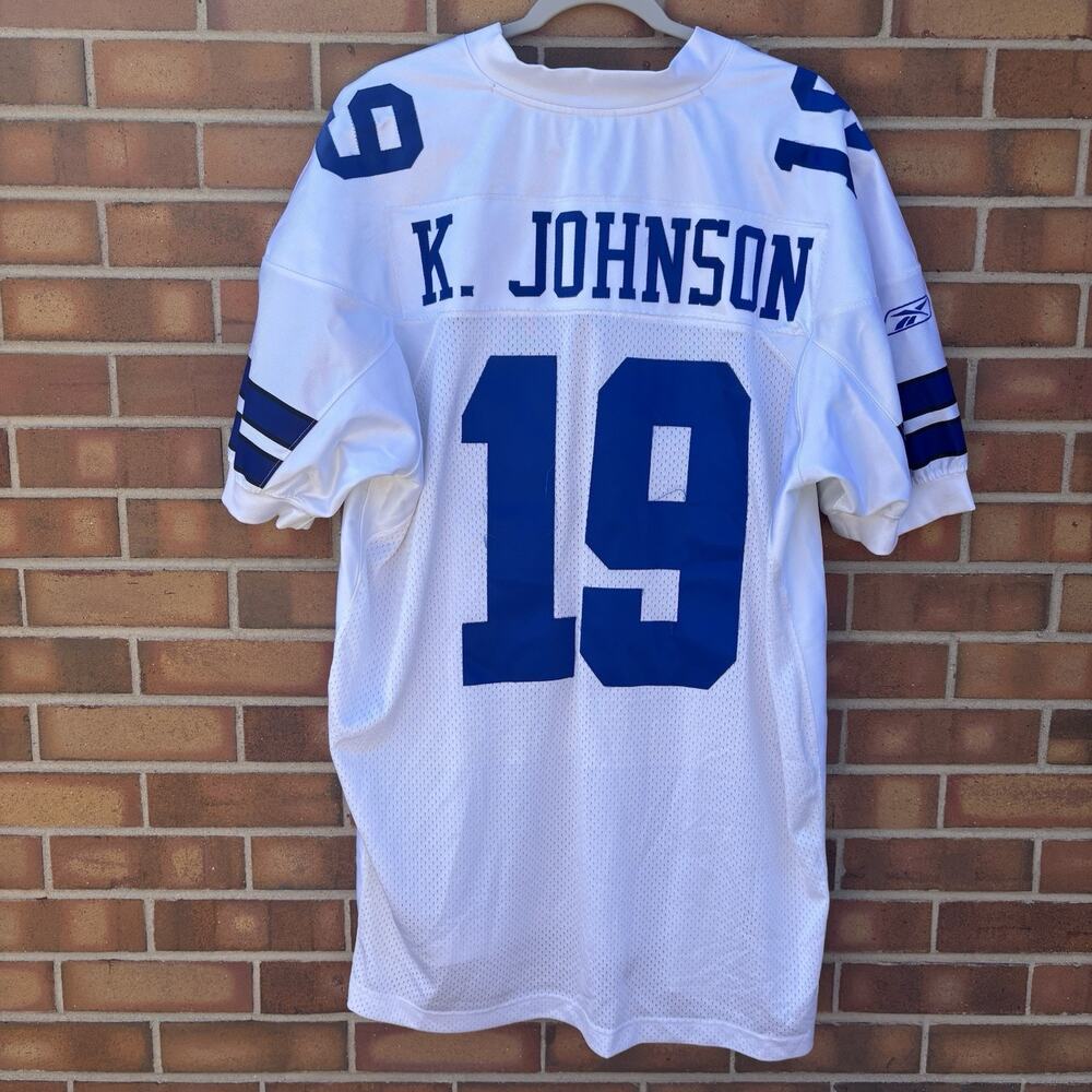 Reebok Dallas Cowboys Keyshawn Johnson #19 NFL Jersey Mens Sz 56 White Blue